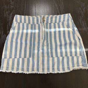 Jack by BB Dakota Blue & White Vertical Stripe Mini Skirt - Size 2